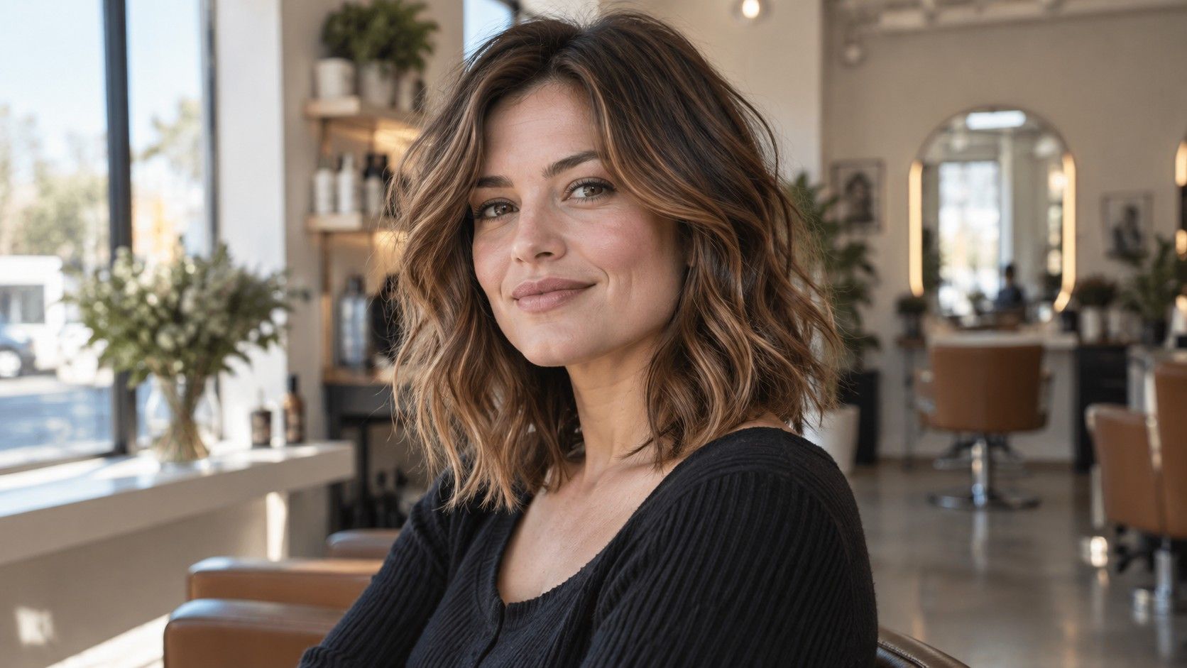 Textured layered hairstyle with soft waves