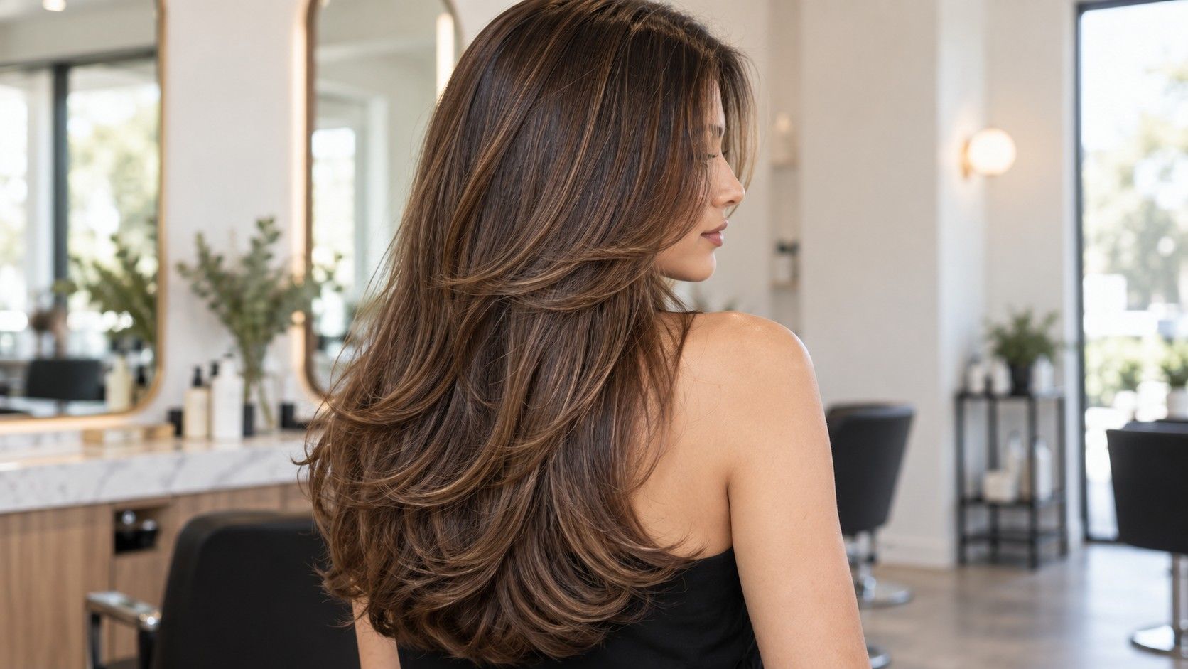Long layered hair with full healthy-looking ends
