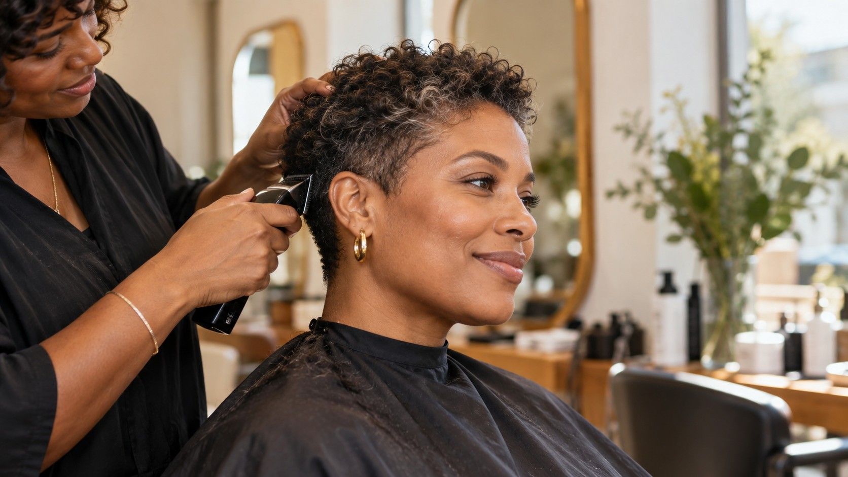 Textured short haircut with a soft natural shape
